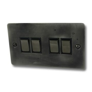 Flat Slate Effect Light Switch (4 Gang/Black Nickel Switches)